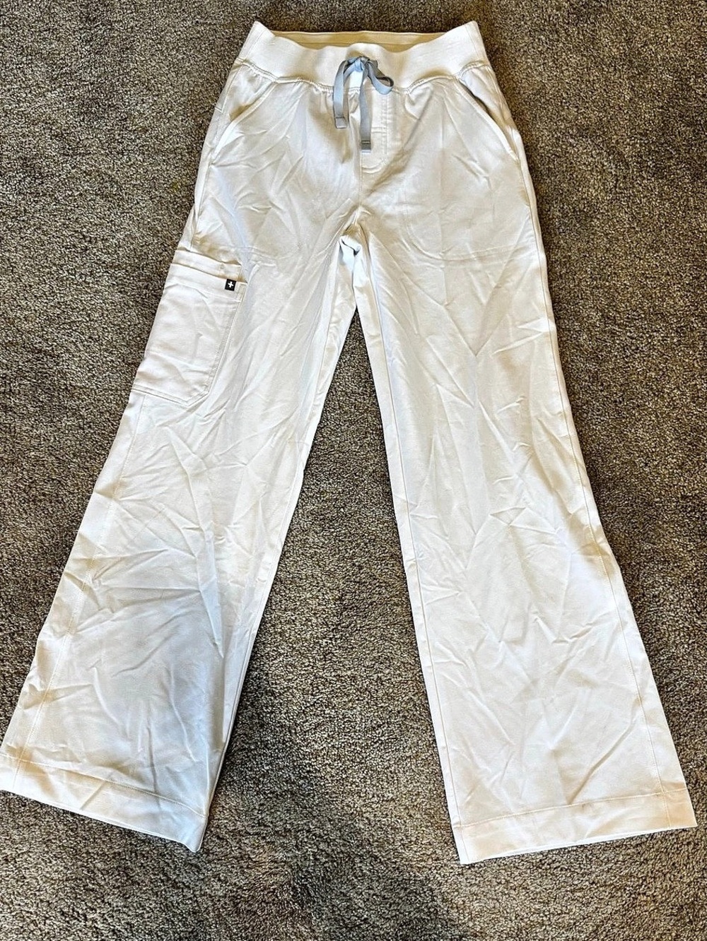 FIGS Isabel High Rise Wide Leg Scrub Pants White XS Regular